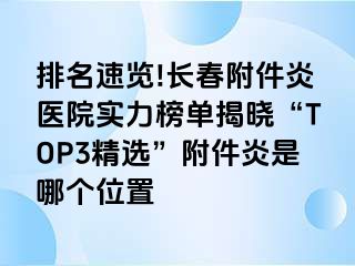 排名速览!长春附件炎医院实力榜单揭晓“TOP3精选”附件炎是哪个位置