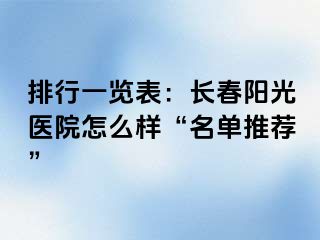 排行一览表：长春阳光医院怎么样“名单推荐”